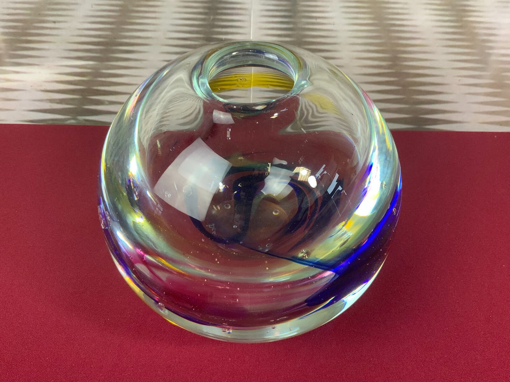 Massive Vase Kugelvase Glas handgearbeitet 7,1kg 19cm hoch Princ Glass