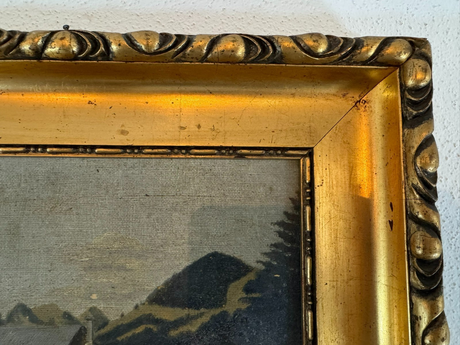 Antikes Ölgemälde Landschaft mit Haus signiert G. Scholl 1925