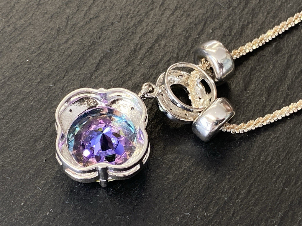 Modeschmuck Halskette Anhänger 925 Sterling Silber Kunststeine künstlich
