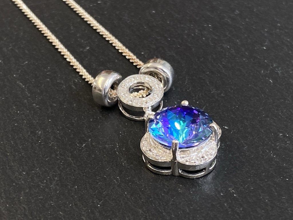 Modeschmuck Halskette Anhänger 925 Sterling Silber Kunststeine künstlich