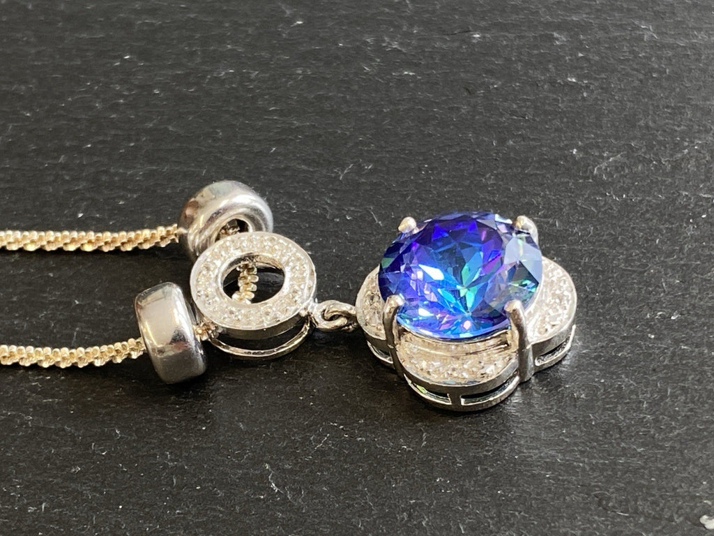 Modeschmuck Halskette Anhänger 925 Sterling Silber Kunststeine künstlich