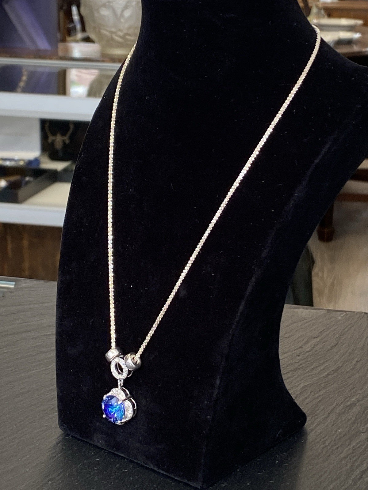 MODESCHMUCK HALSKETTE ANHÄNGER 925 STERLING SILBER KUNSTSTEINE KÜNSTLICH