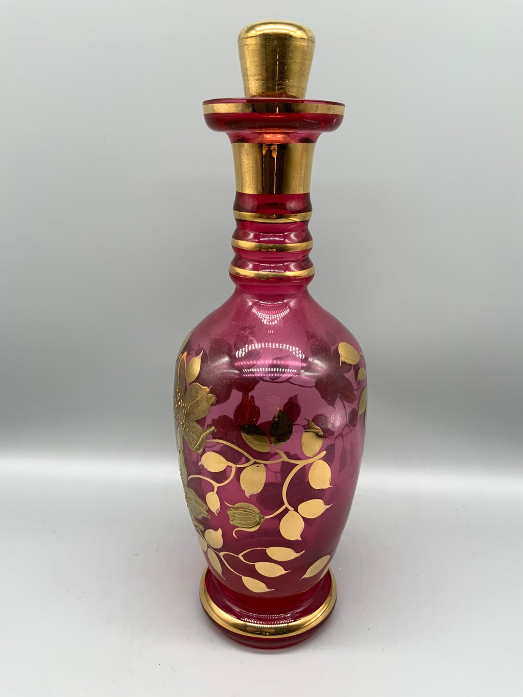 Vintagekaraffe Flasche aus Glas Likörkaraffe feines Dekor 34cm hoch
