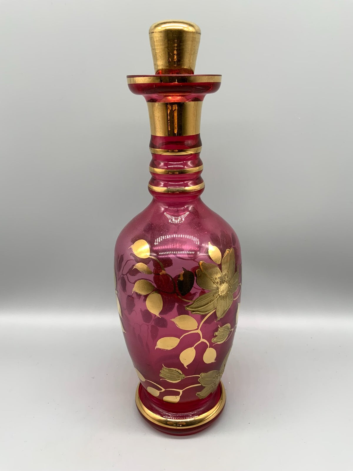 Vintagekaraffe Flasche aus Glas Likörkaraffe feines Dekor 34cm hoch