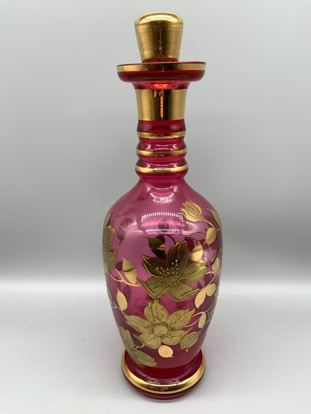Vintagekaraffe Flasche aus Glas Likörkaraffe feines Dekor 34cm hoch
