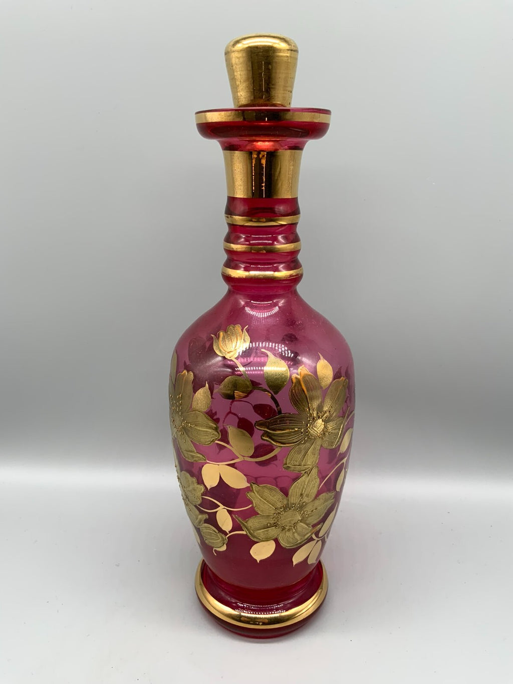 VINTAGEKARAFFE FLASCHE AUS GLAS LIKÖRKARAFFE FEINES DEKOR 34cm HOCH