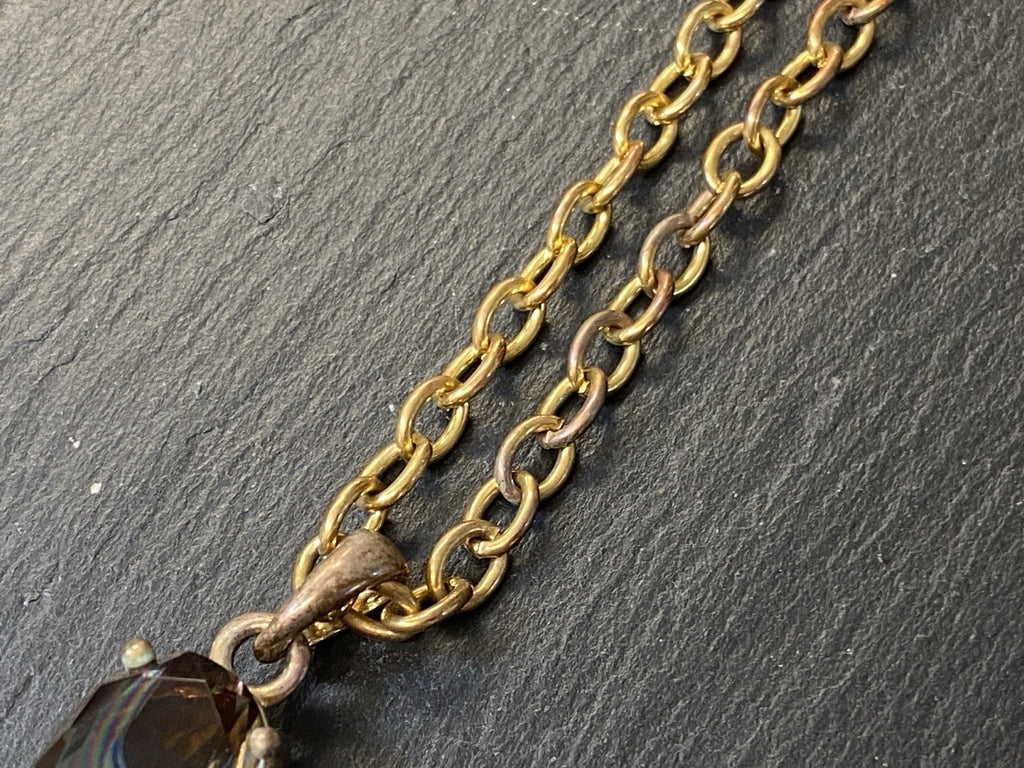 Massive Kreuz Kette Senso Di Donna Rauchquarz vergoldet Metall