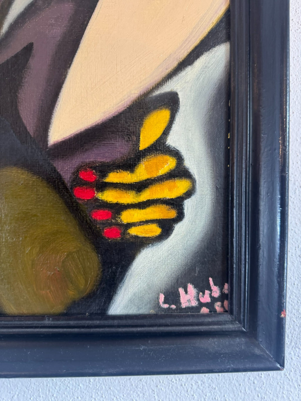 Modernes Gemälde Portrait Personen signiert Huber 1980
