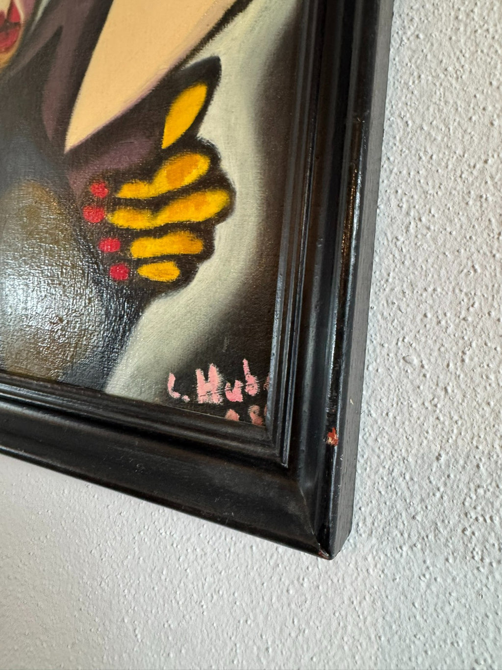 Modernes Gemälde Portrait Personen signiert Huber 1980