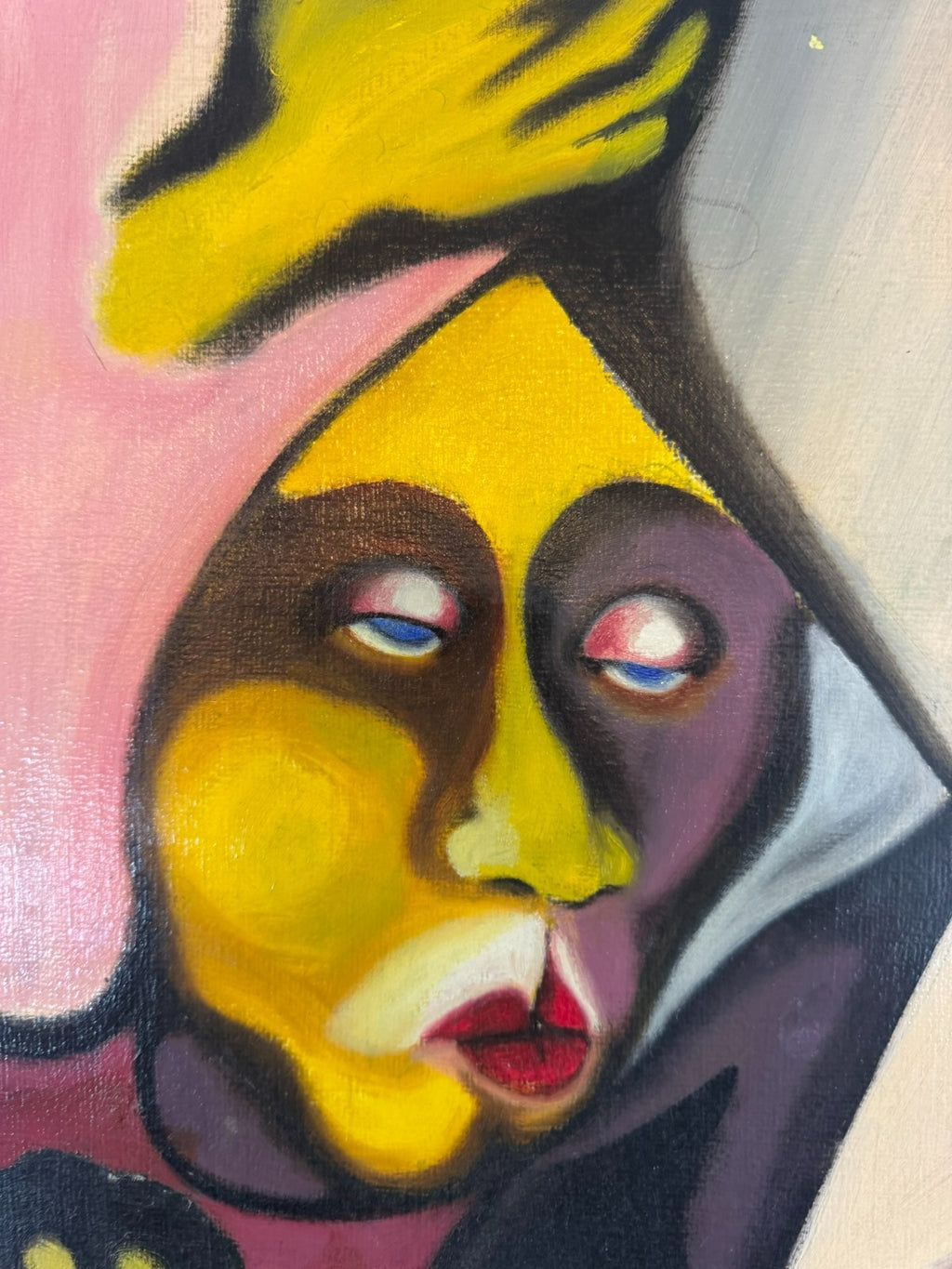 Modernes Gemälde Portrait Personen signiert Huber 1980