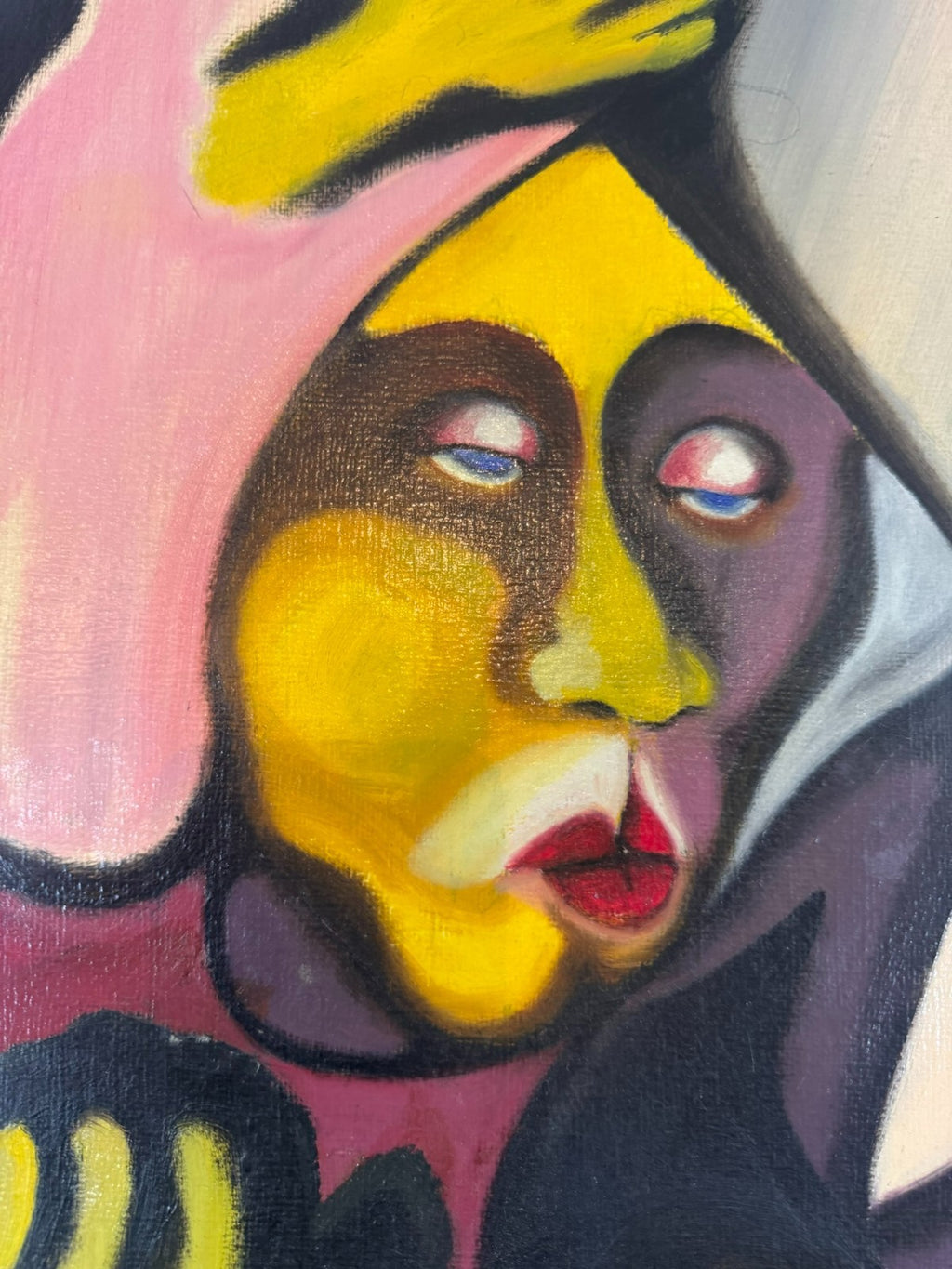 Modernes Gemälde Portrait Personen signiert Huber 1980