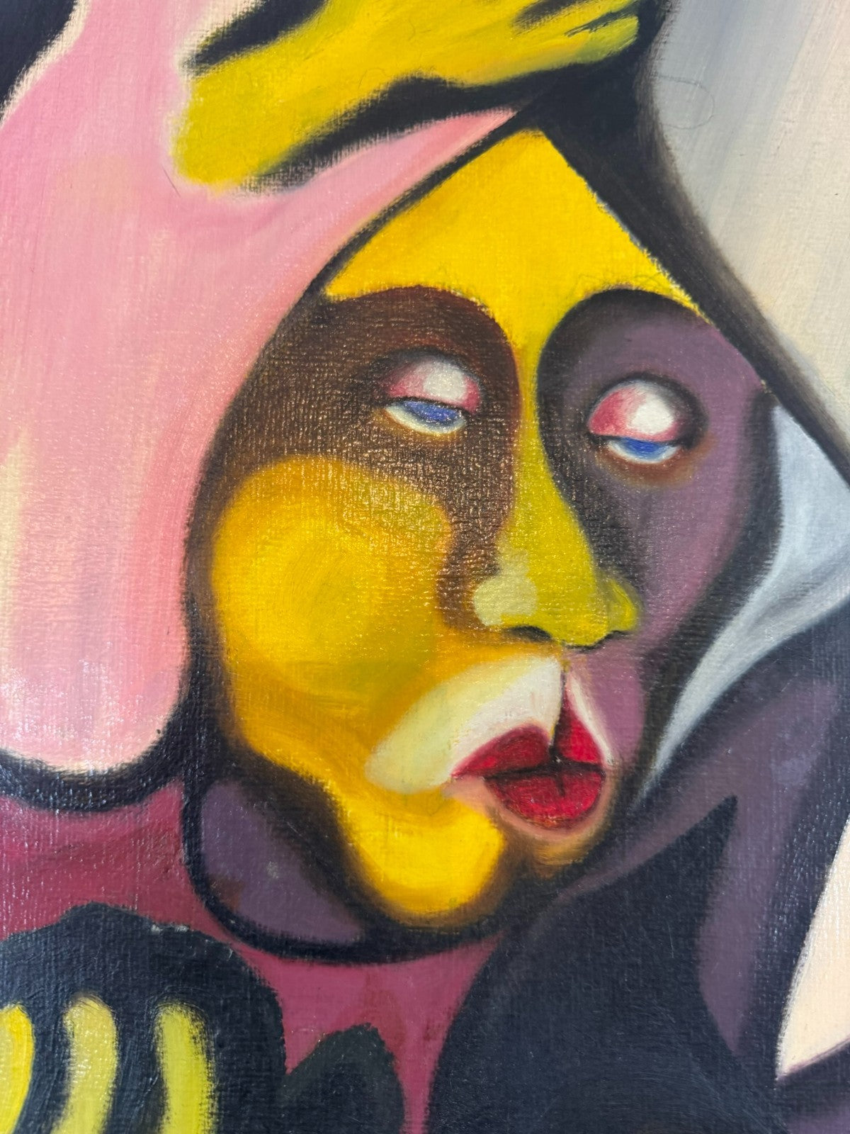 Modernes Gemälde Portrait Personen signiert Huber 1980