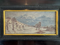 KLEINES ANTIKES ÖLGEMÄLDE IN PRUNKRAHMEN WINTER LANDSCHAFT SIGNIERT