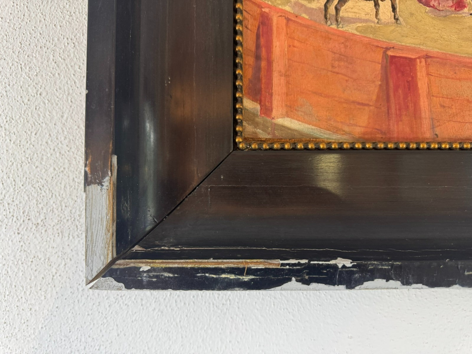 Gouache auf Papier Torrero Szenerie Stierkampfarena signiert