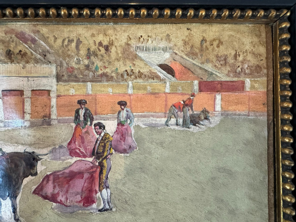 Gouache auf Papier Torrero Szenerie Stierkampfarena signiert