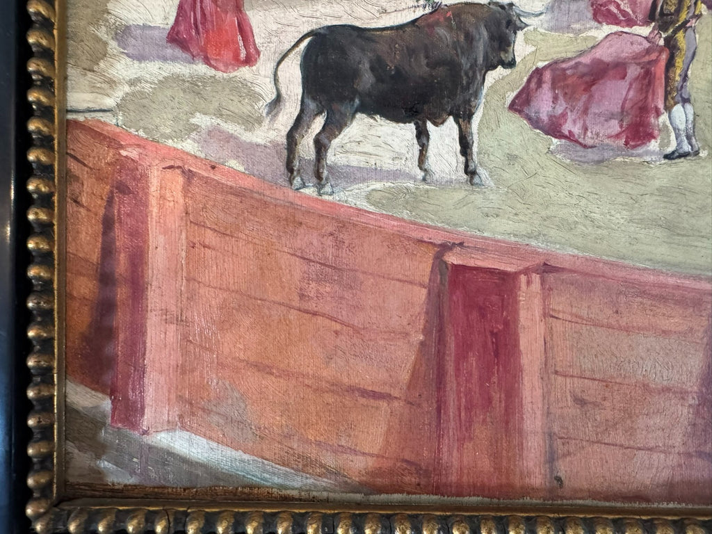 Gouache auf Papier Torrero Szenerie Stierkampfarena signiert