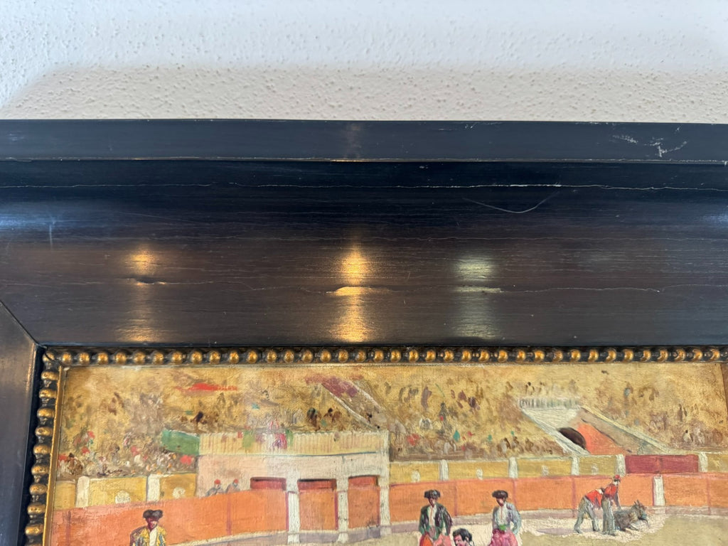 Gouache auf Papier Torrero Szenerie Stierkampfarena signiert