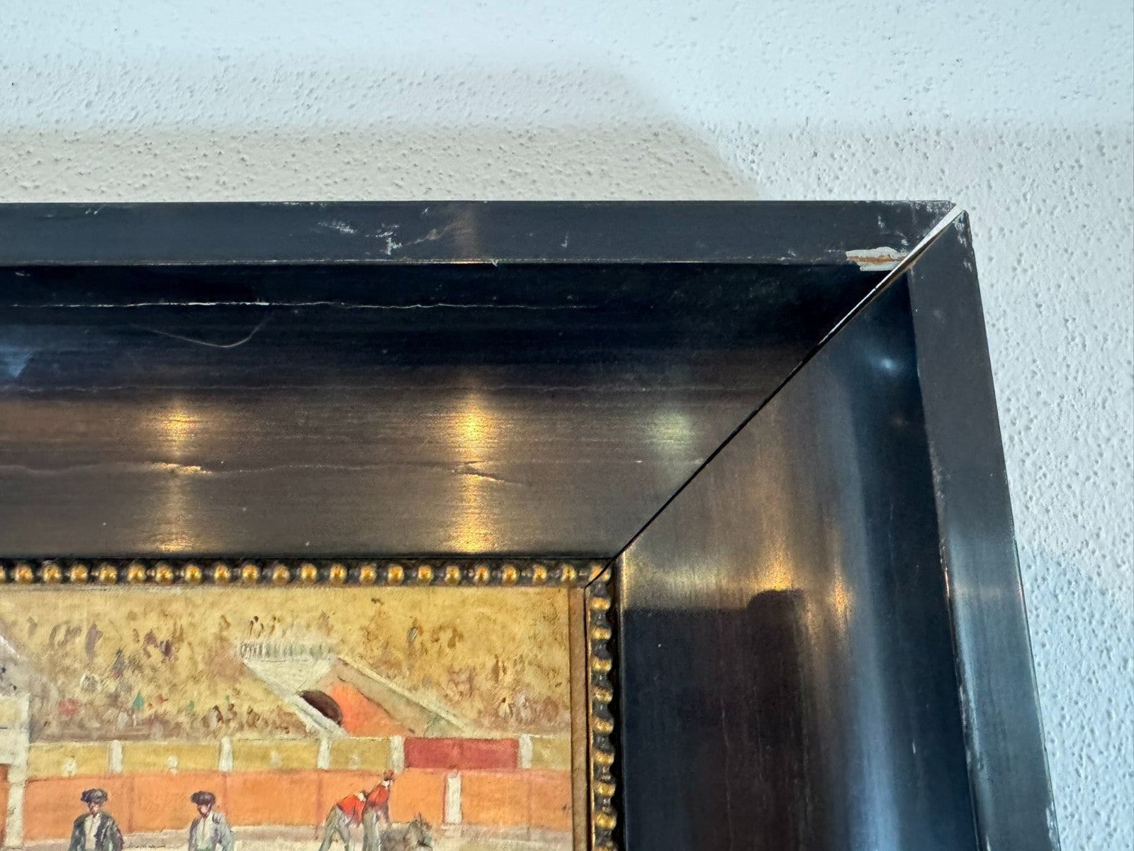 Gouache auf Papier Torrero Szenerie Stierkampfarena signiert