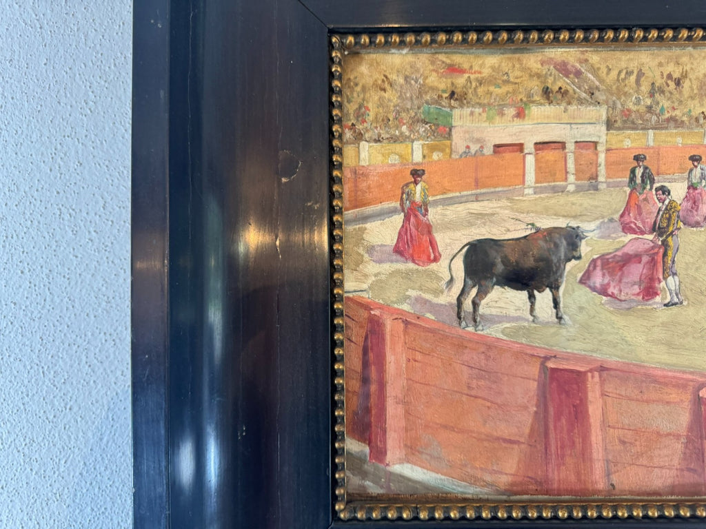 Gouache auf Papier Torrero Szenerie Stierkampfarena signiert