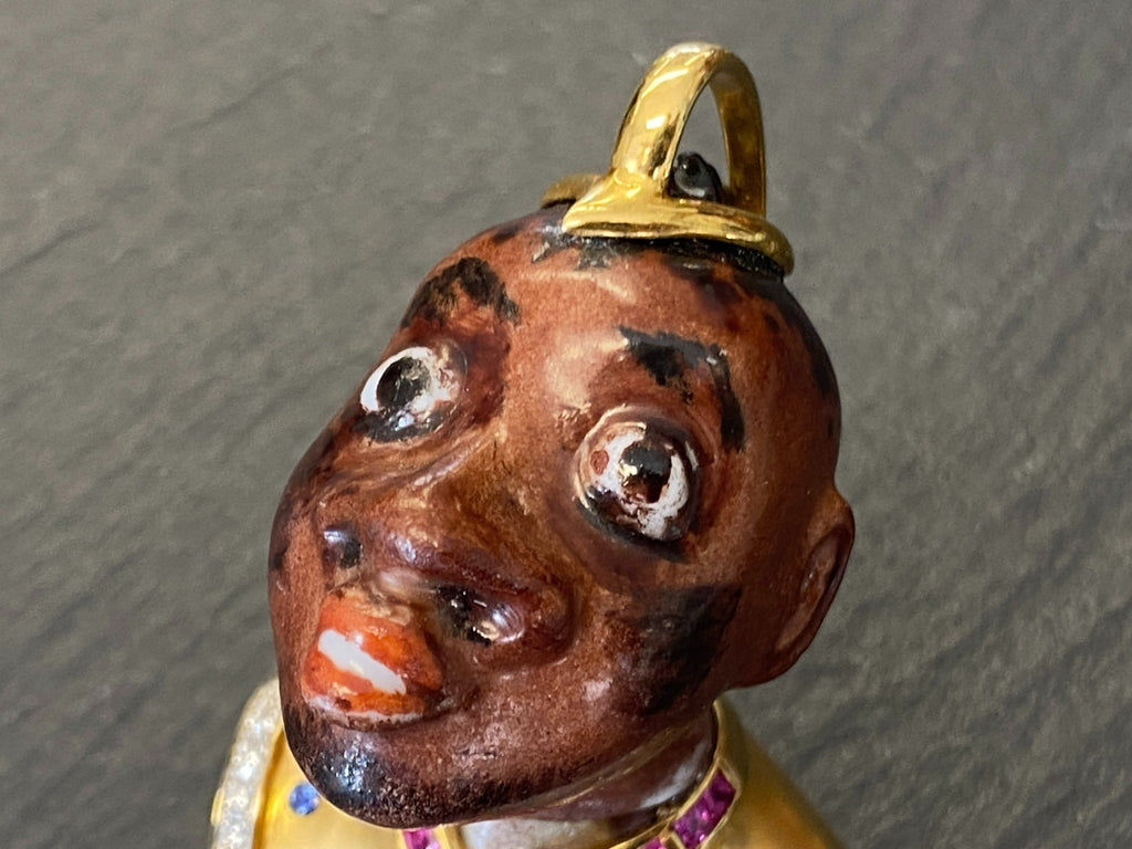 Kati Zorn Anhänger aus Porzellan 18K Goldfassung Diamanten 0.44ct Saphire Rubine