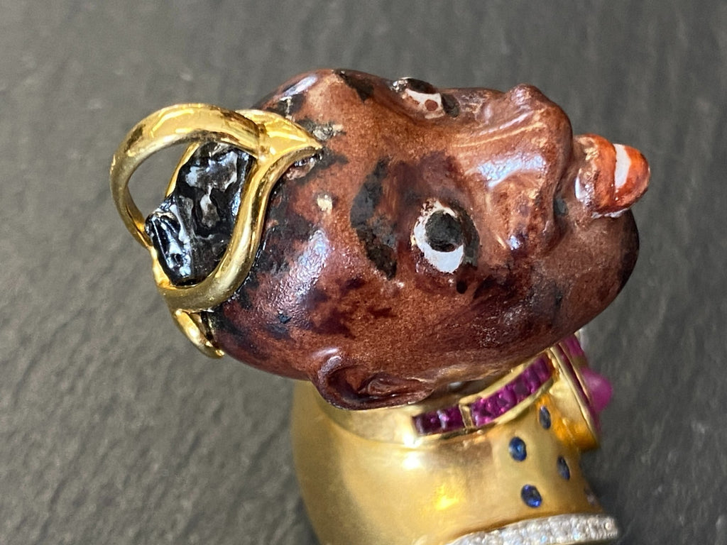 Kati Zorn Anhänger aus Porzellan 18K Goldfassung Diamanten 0.44ct Saphire Rubine