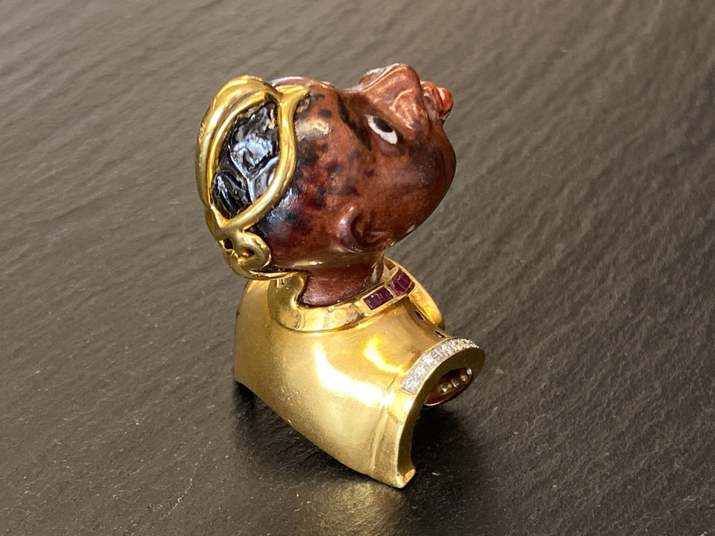 Kati Zorn Anhänger aus Porzellan 18K Goldfassung Diamanten 0.44ct Saphire Rubine