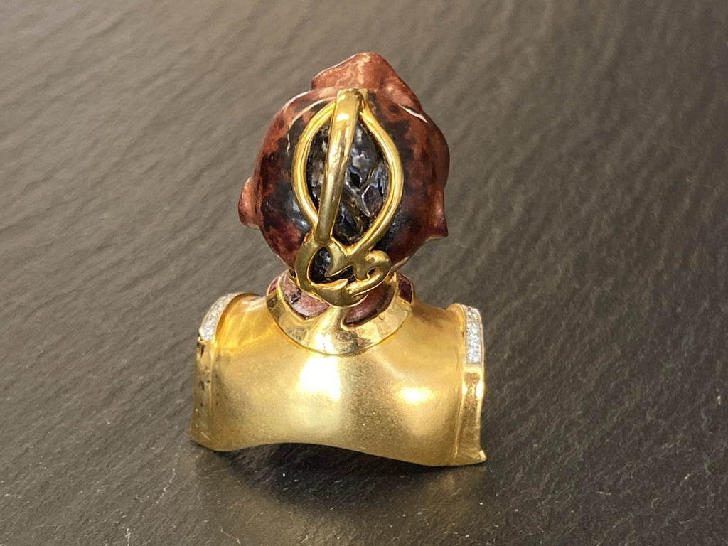Kati Zorn Anhänger aus Porzellan 18K Goldfassung Diamanten 0.44ct Saphire Rubine
