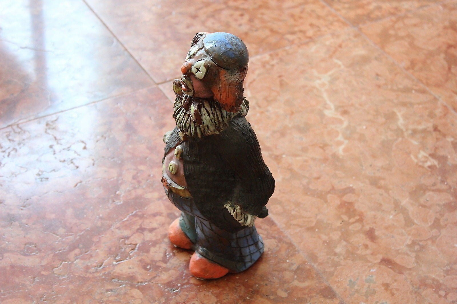Grosser Bunter Clown Höhe 28cm Roland Bögner im Stil Hundertwasser aus Keramik