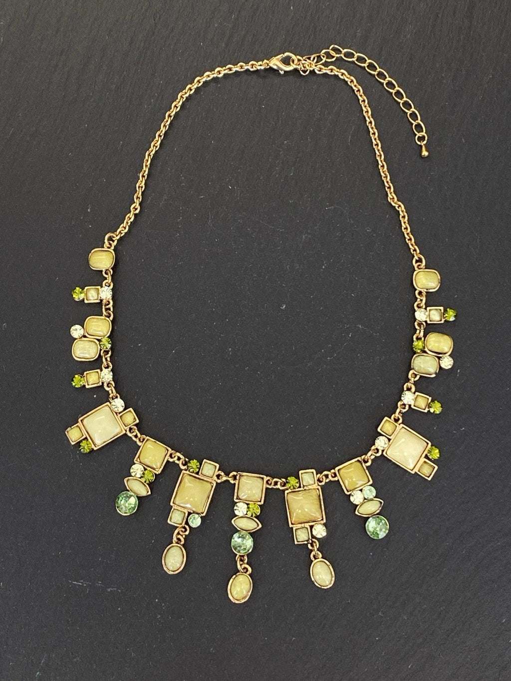 Collier Halskette Kette Metall Kunststeine