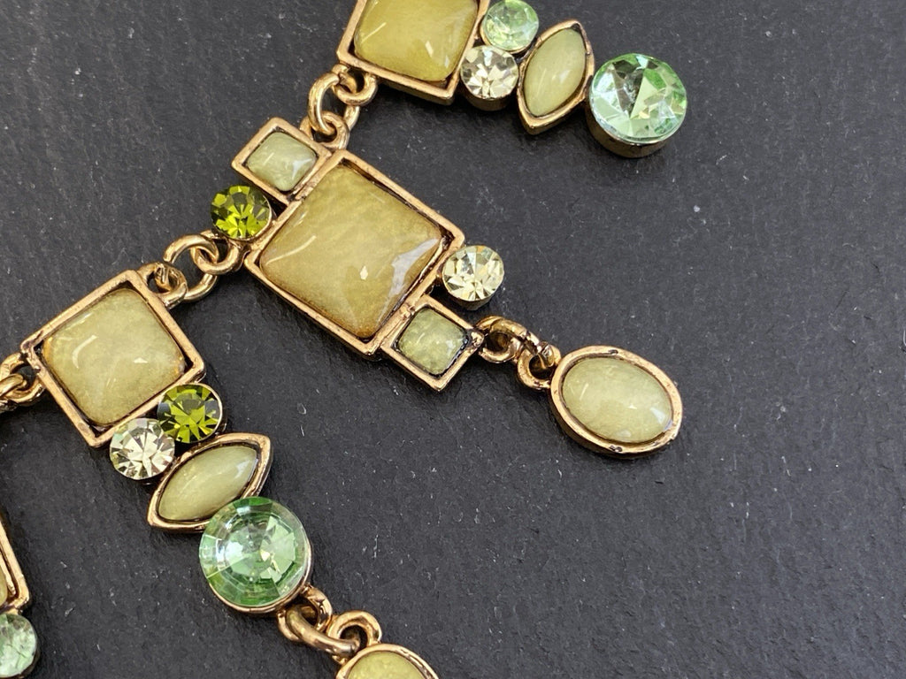 Collier Halskette Kette Metall Kunststeine