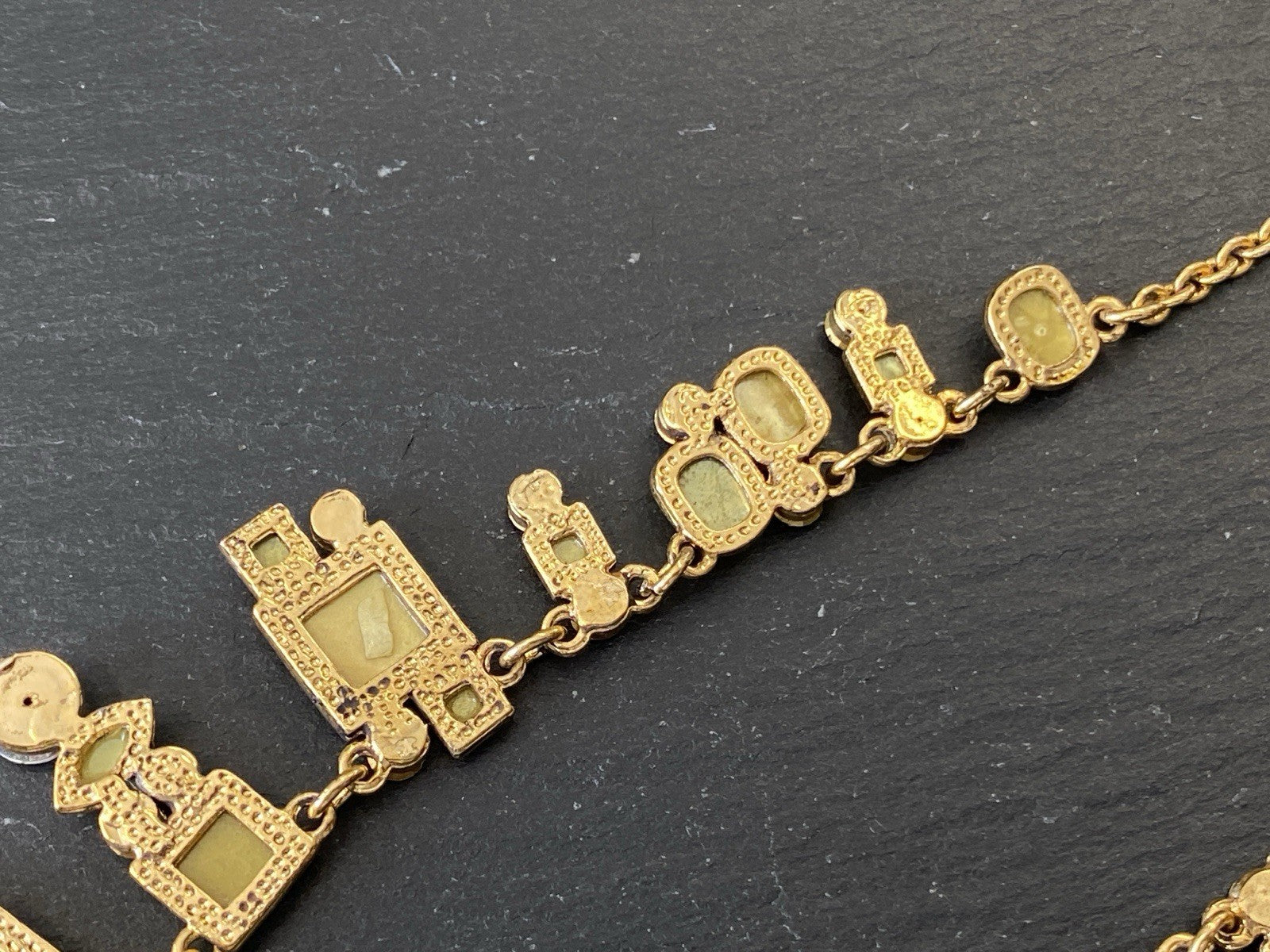 Collier Halskette Kette Metall Kunststeine