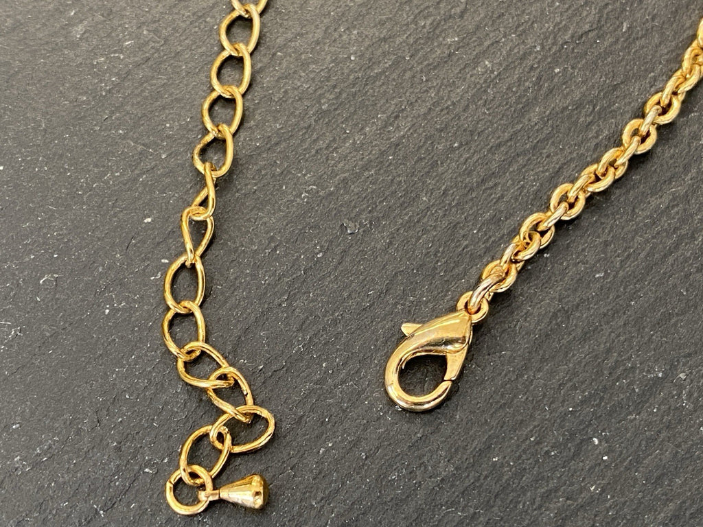 Collier Halskette Kette Metall Kunststeine