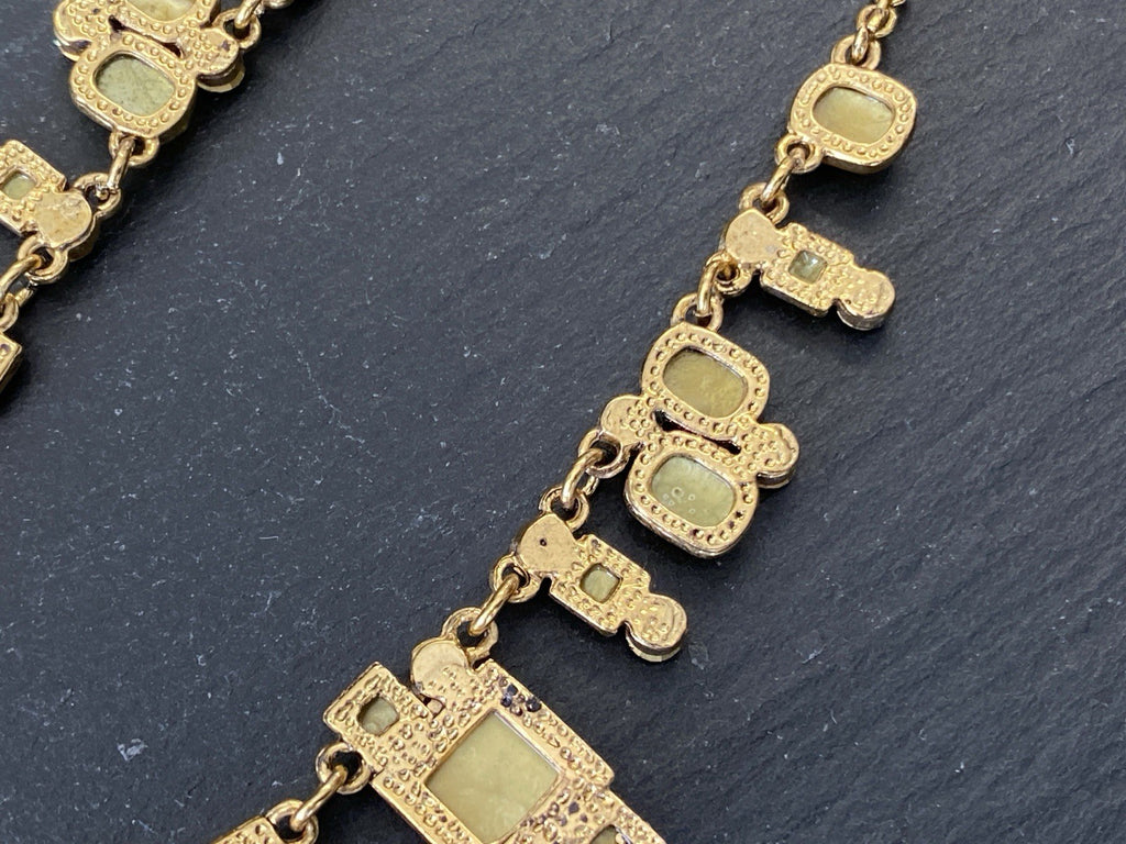 Collier Halskette Kette Metall Kunststeine