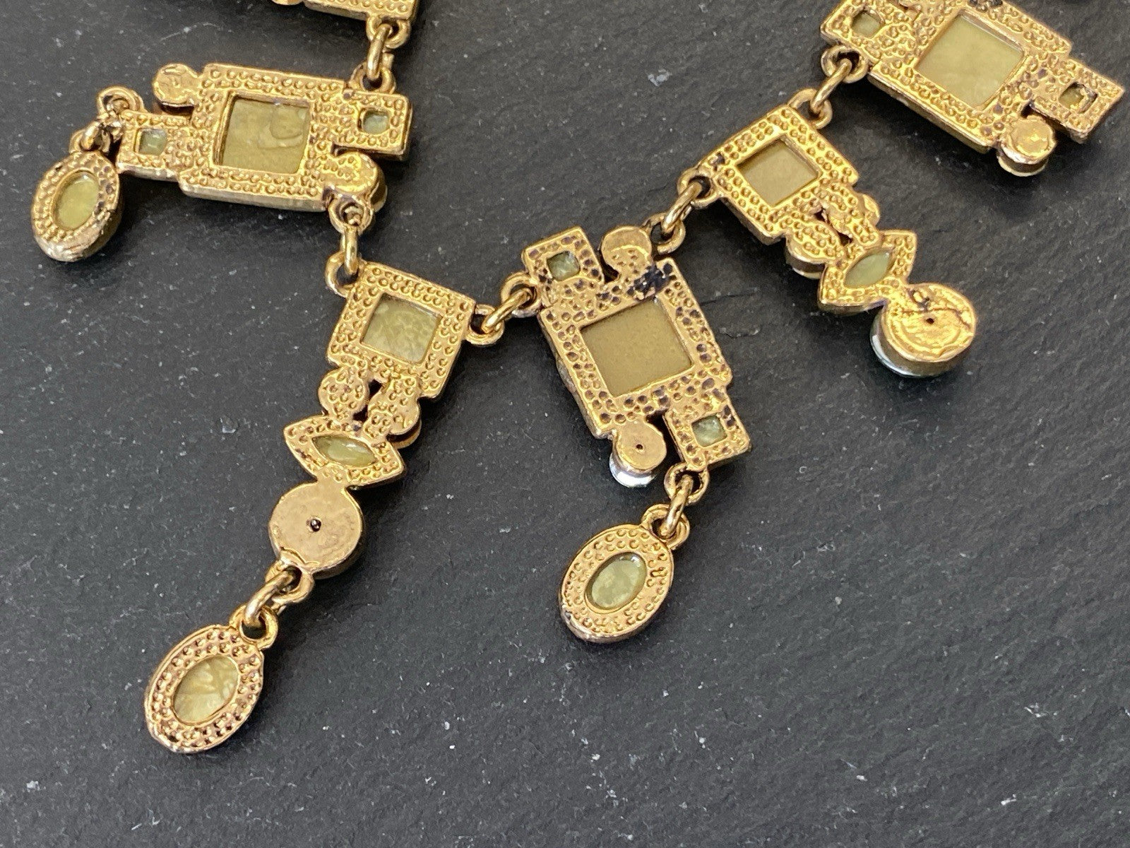 Collier Halskette Kette Metall Kunststeine