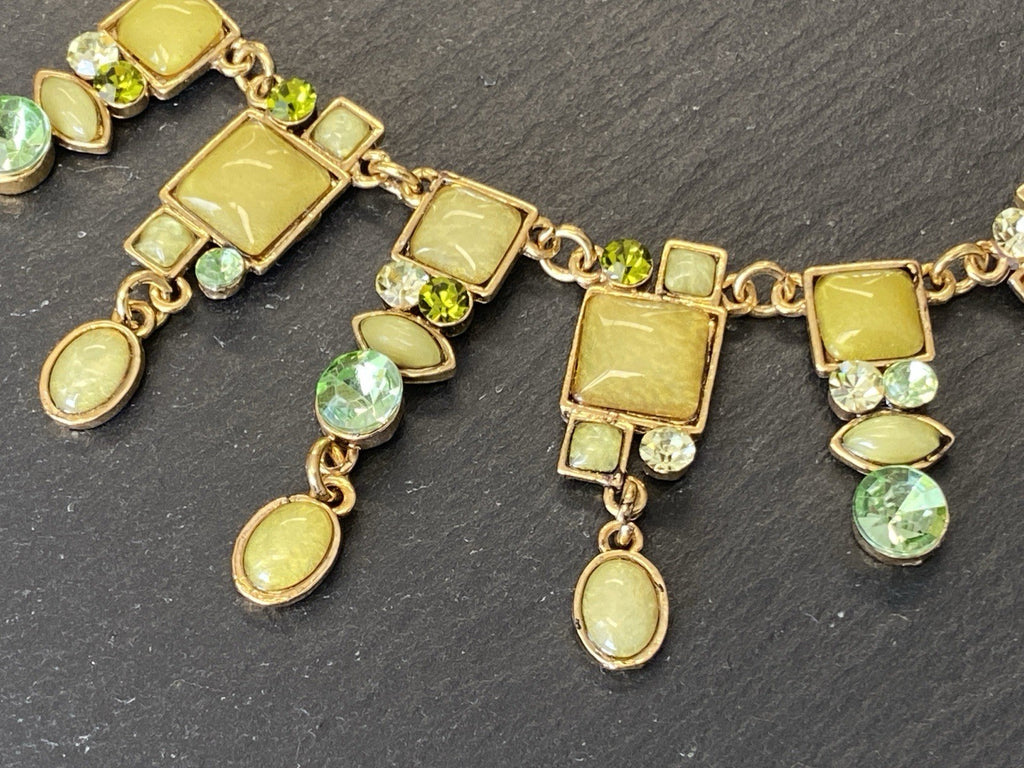 Collier Halskette Kette Metall Kunststeine