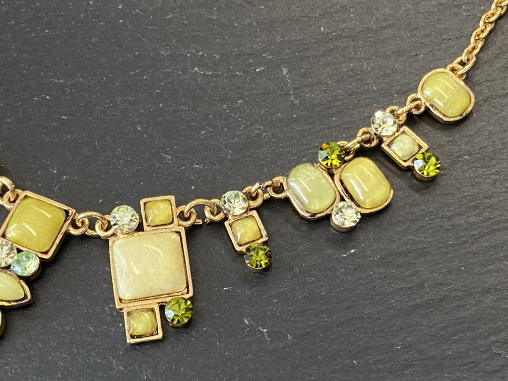 Collier Halskette Kette Metall Kunststeine