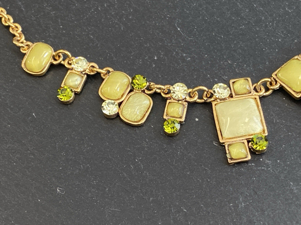 Collier Halskette Kette Metall Kunststeine