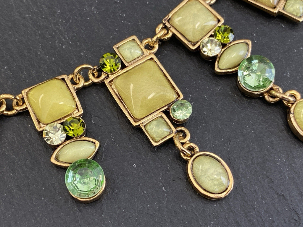 Collier Halskette Kette Metall Kunststeine