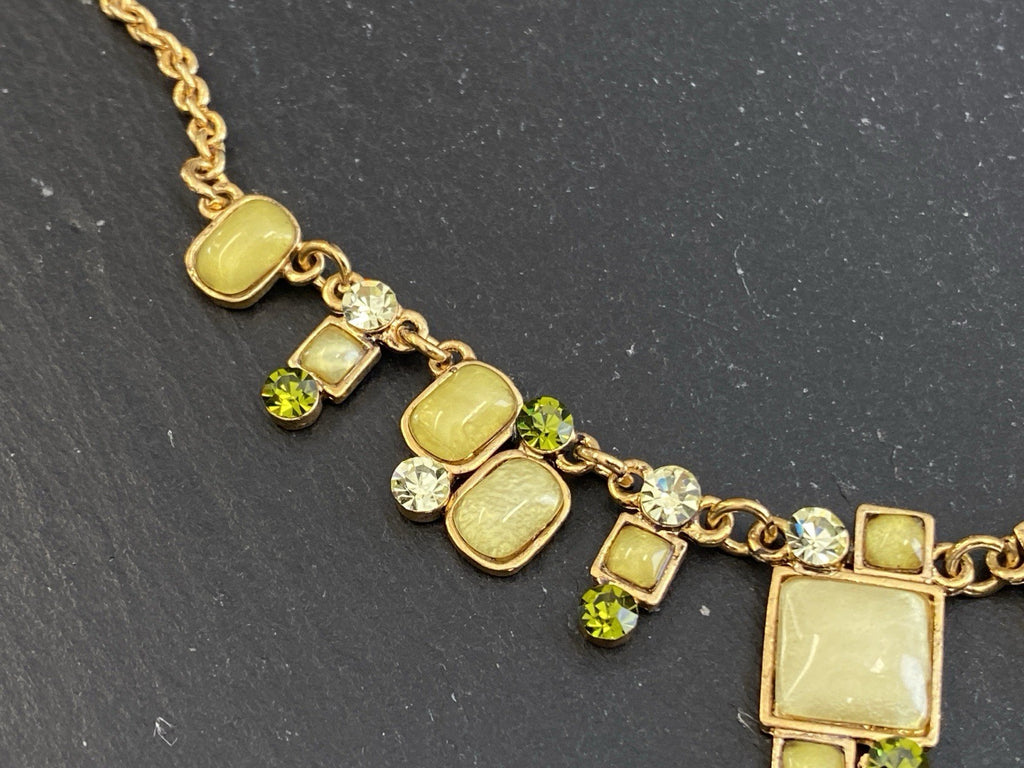 Collier Halskette Kette Metall Kunststeine