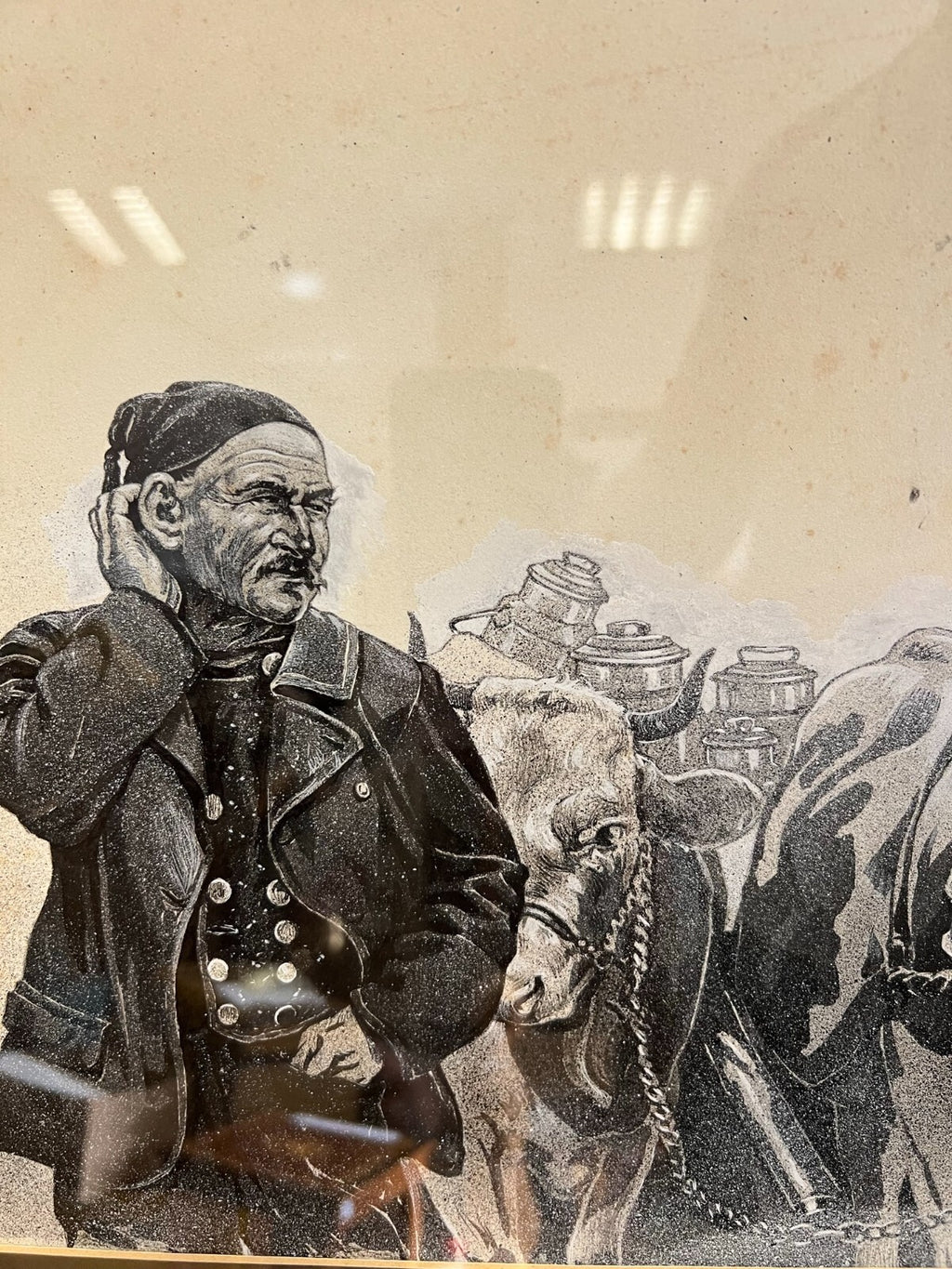 Grisaille auf Papier Personen Bauern in Gespräch Alfred Haushofer (1872-1943)