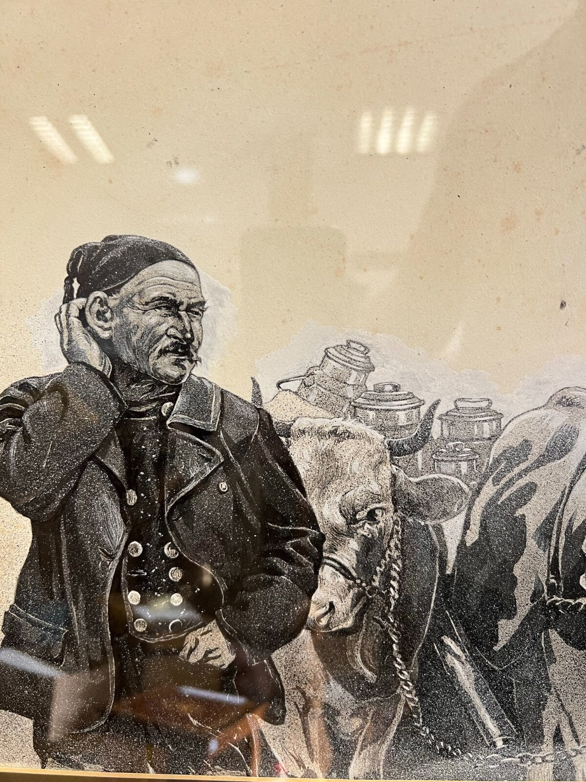 Grisaille auf Papier Personen Bauern in Gespräch Alfred Haushofer (1872-1943)