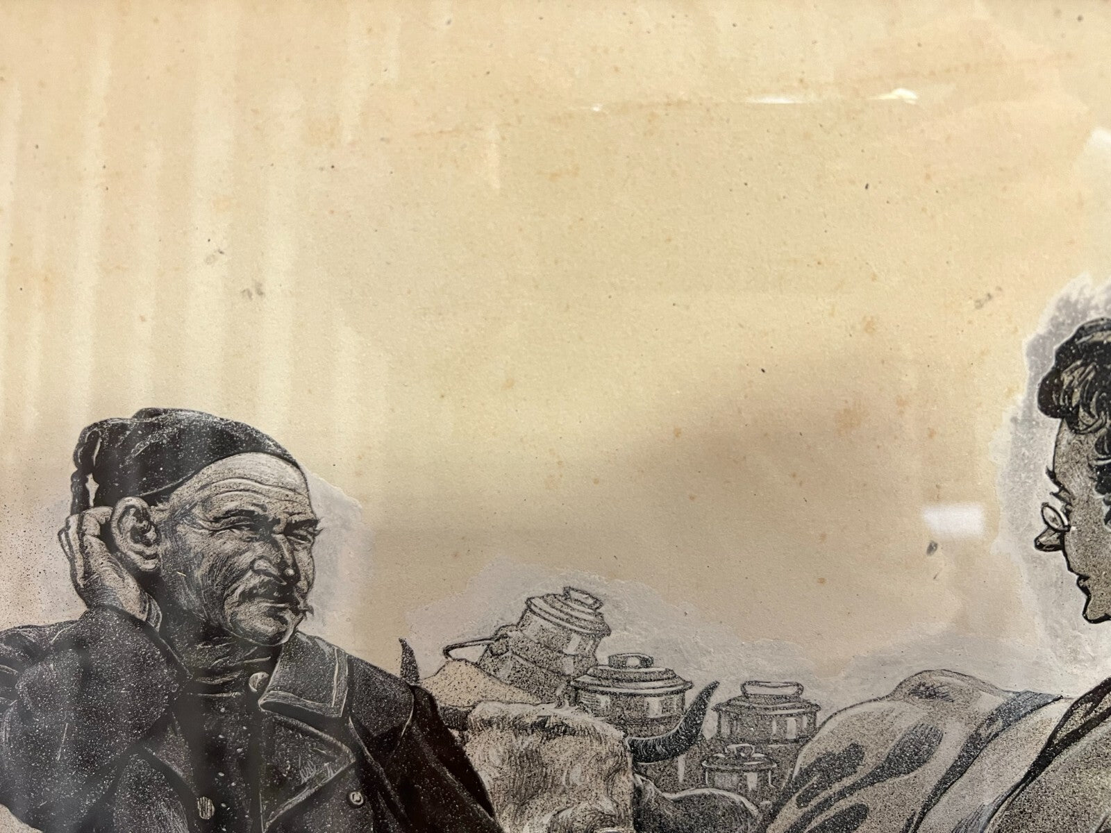 Grisaille auf Papier Personen Bauern in Gespräch Alfred Haushofer (1872-1943)