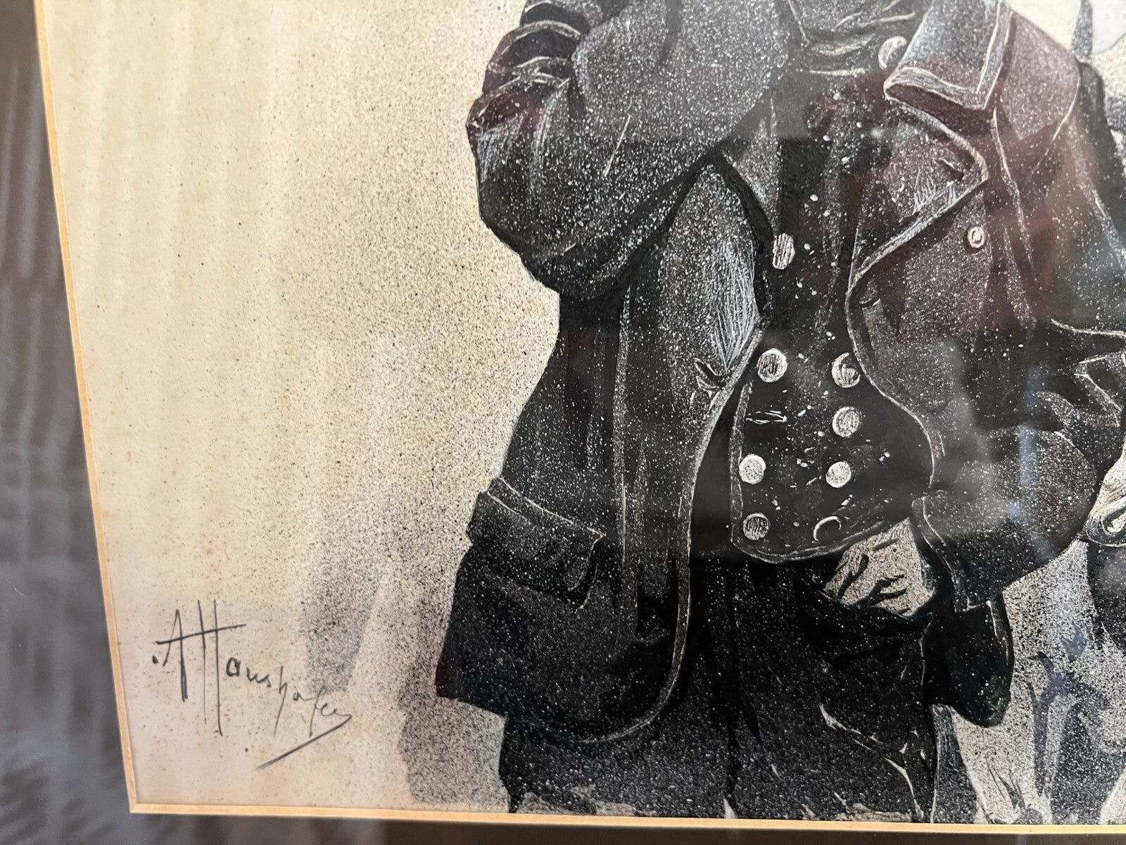 Grisaille auf Papier Personen Bauern in Gespräch Alfred Haushofer (1872-1943)