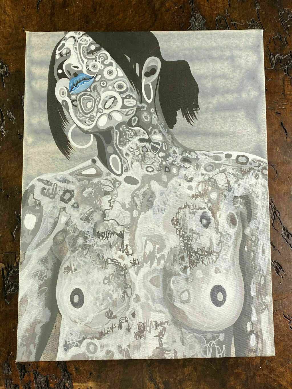 Acrylgemälde Akt Erotik Portrait einer Frau mit Zertifikat Christopher Sturmer