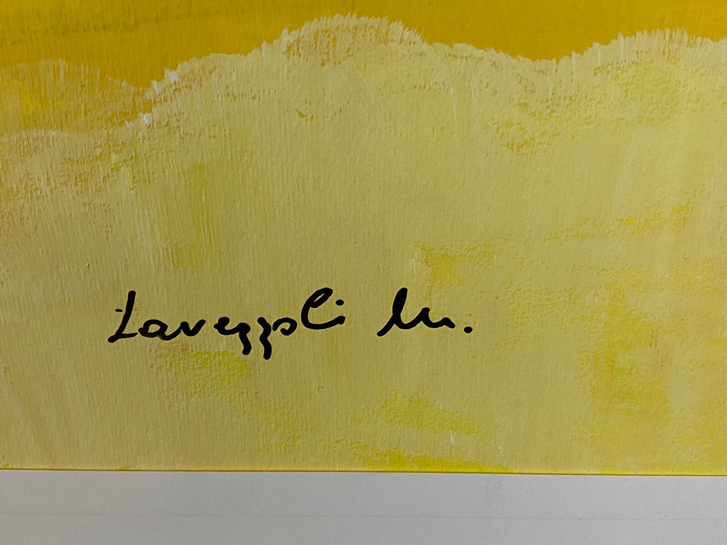 Sehr grosses Aquarell massiv gerahmt Sommer Landschaft signiert M. Lavezolli