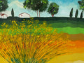 SEHR GROSSES AQUARELL MASSIV GERAHMT SOMMER LANDSCHAFT SIGNIERT M. LAVEZOLLI