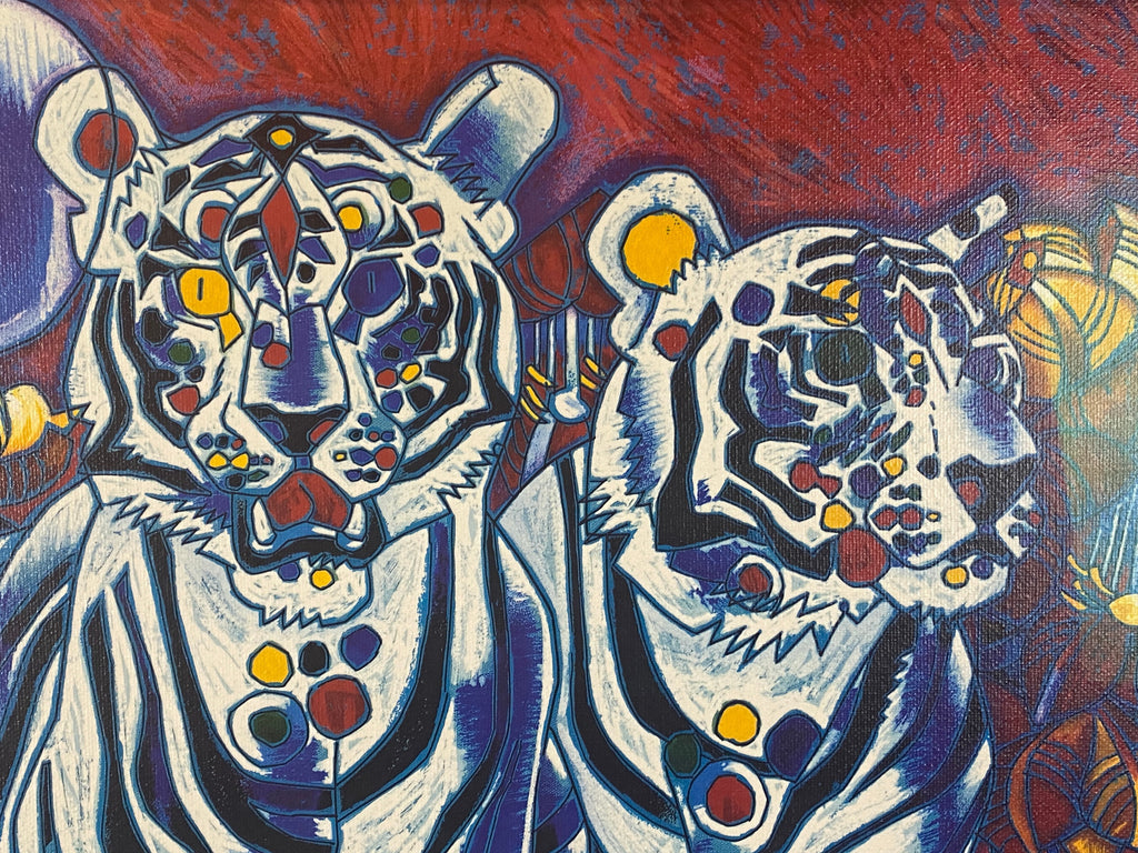 Jiang Tiefeng Signierte Serigraphie Afrika Tiger massiv gerahmt
