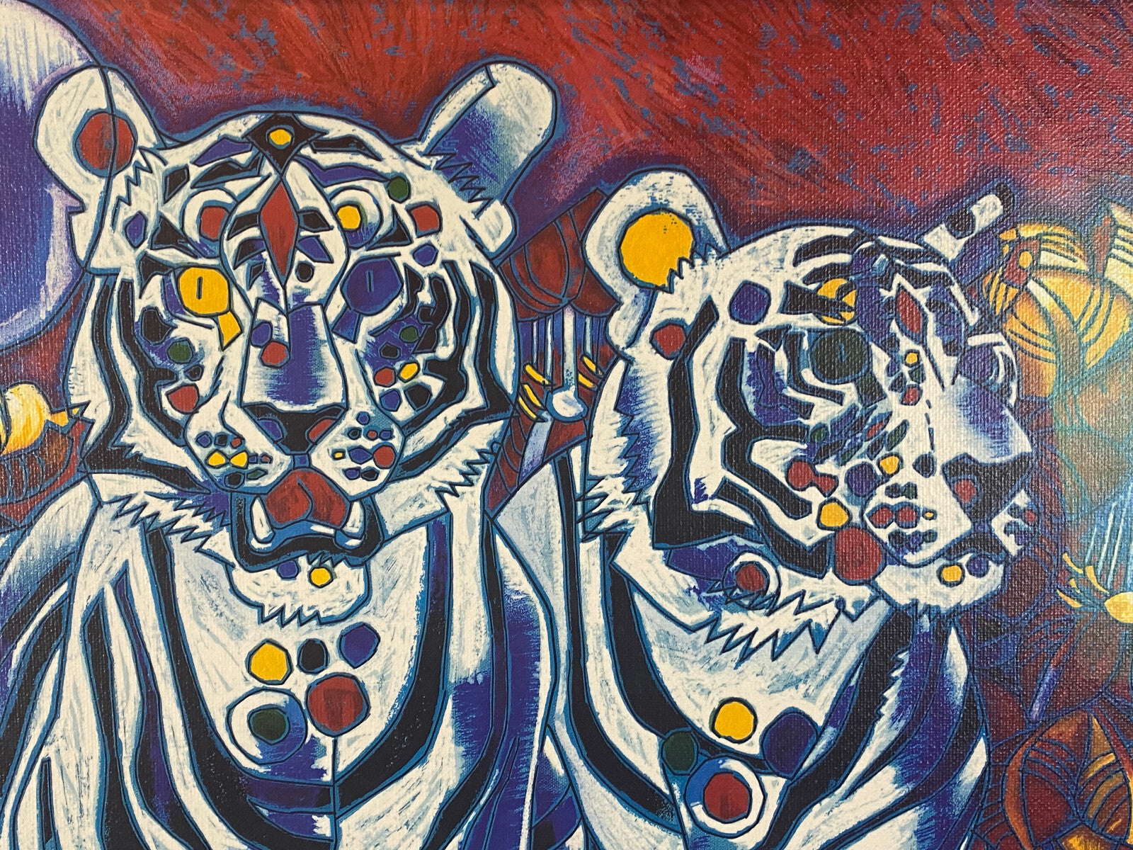 Jiang Tiefeng Signierte Serigraphie Afrika Tiger massiv gerahmt