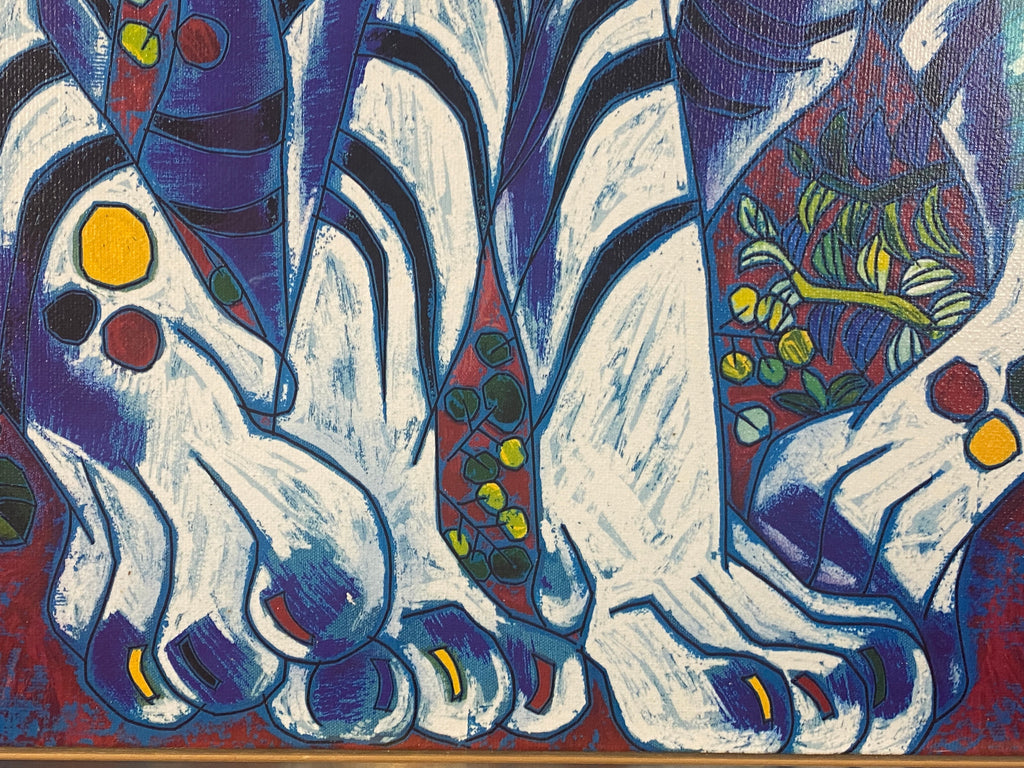 Jiang Tiefeng Signierte Serigraphie Afrika Tiger massiv gerahmt