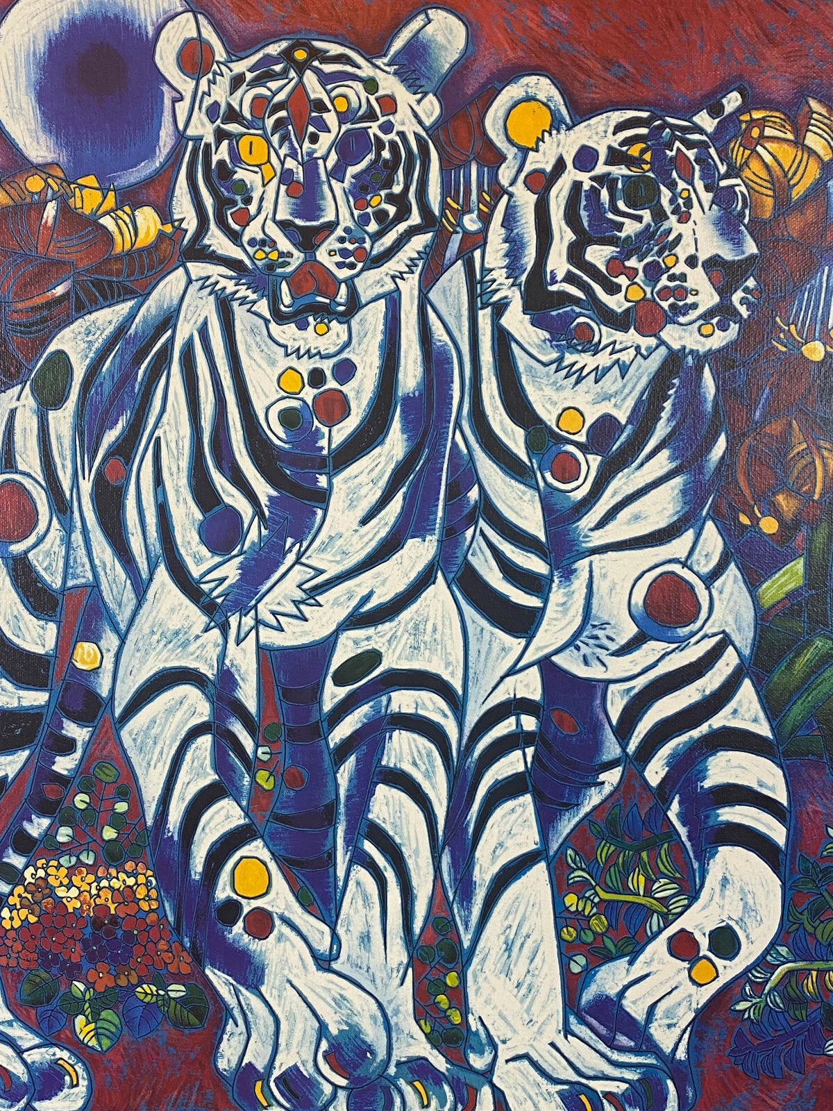 JIANG TIEFENG SIGNIERTE SERIGRAPHIE AFRIKA TIGER MASSIV GERAHMT